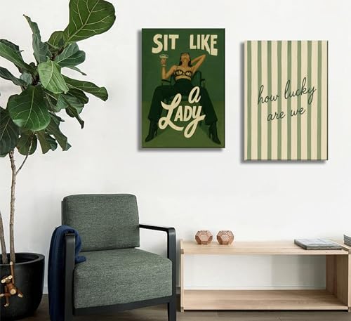 3Pcs Trendy Bold Feminist Wall Art Green Vintage Funky Girl Power Poster Woman - Image 5