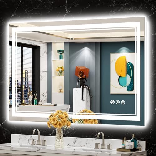 48x30 LED Bathroom Mirror, Backlit & Front Lit Lighted Mirror by Awandee