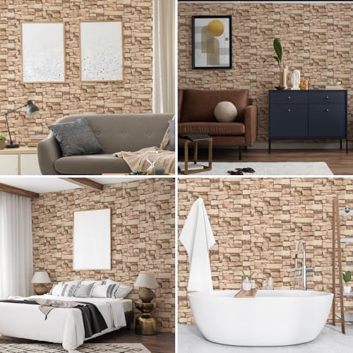Peel and Stick 3D Foam Stone Wall Panels, Self Adhesive Wallpaper - Image 5