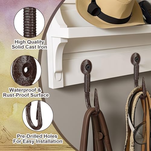 Duraaamo 3 Pcs Realistic Fish Hooks Cast Iron Wall Hook Rustic Wall Hanger - Image 5
