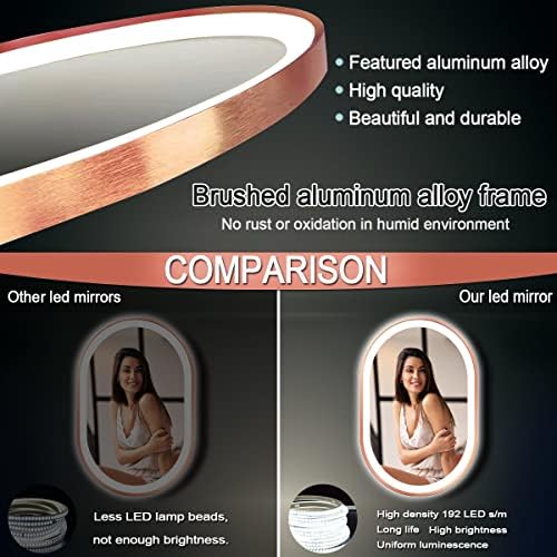 32 X 20 Inch Rose Gold LED Oval Mirror - Image 5