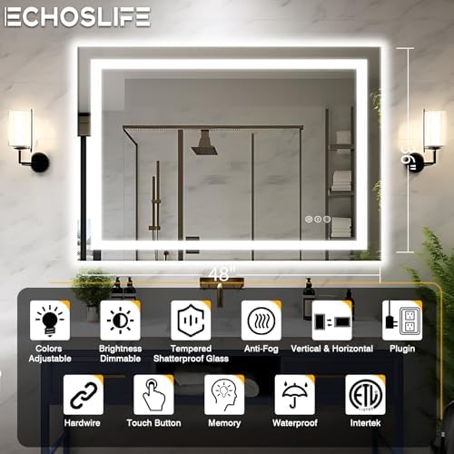 EchosLife 48"x36" LED Bathroom Mirrors - Image 2