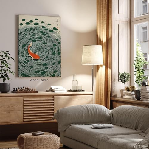 Japanese Koi Fish Framed Poster Oriental Asian Lucky Carp Canvas Wall Art 16x20 - Image 3