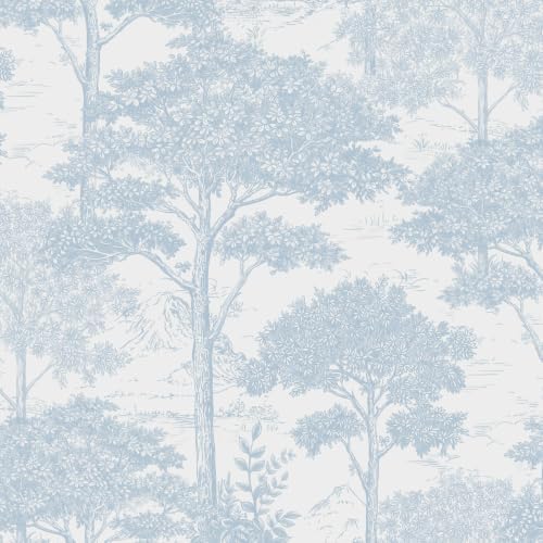 Ismoon Blue Peel Stick Wallpaper Forest Mural Toile Stick on Wallpaper by Ismoon