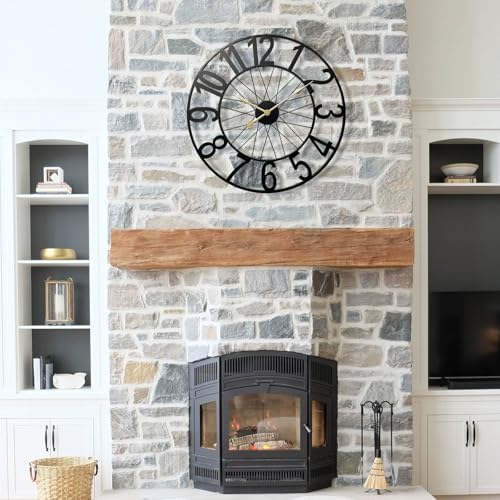 Large Wall Clock, Modern Black Decorative Wall Clock Silent Non Ticking Battery - Image 2