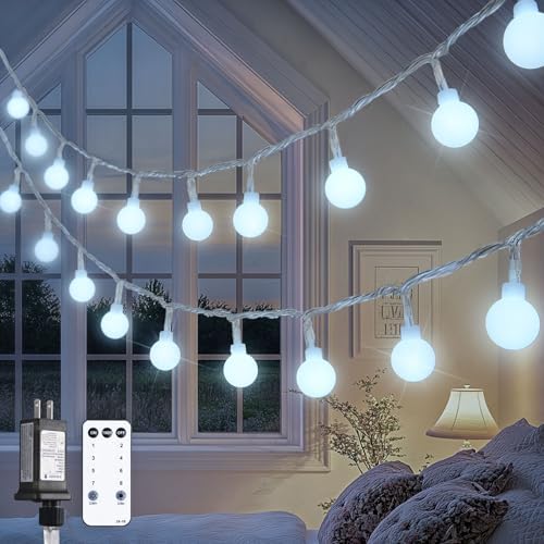 JMEXSUSS 100ft 200 LED White Globe String Lights Indoor Outdoor Waterproof by JMEXSUSS