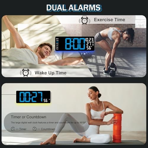 JoFomp 17.3" Large Digital Wall Clock, LED Digital Clock Large Display - Image 6