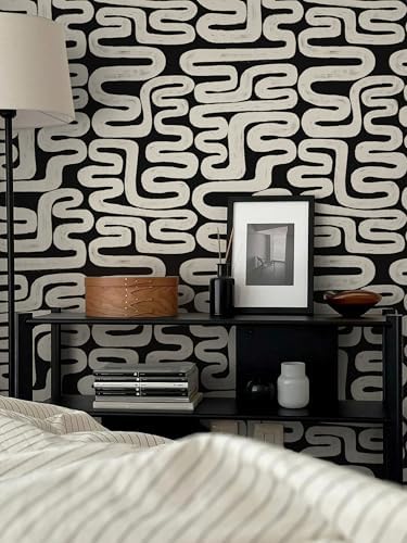 Black and Cream White Peel and Stick Wallpaper Modern Geometric Self-Adhesive - Image 2