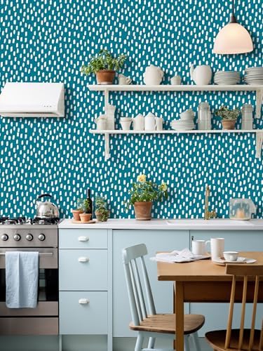 HAOKHOME Blue Peel and Stick Wallpaper Geometric Striped 17.3in x 32.8ft - Image 4