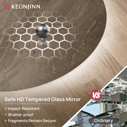 Keonjinn 36" x 36" Half Moon Backlit Mirror Bathroom, HD Tempered Glass - Image 5