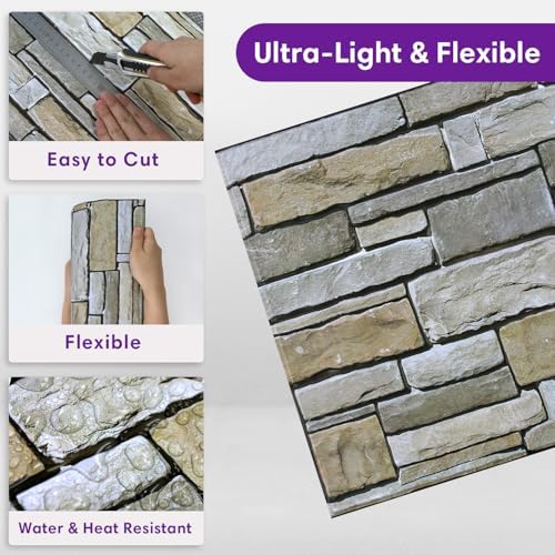 3D Faux Stone Wall Panels Peel and Stick, Designed - Image 5