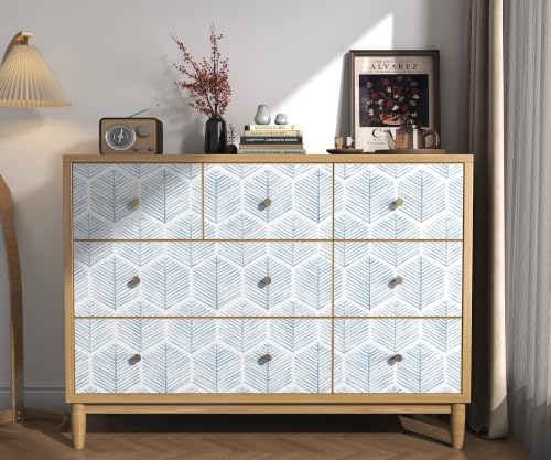 OSECAGE Geometric Peel and Stick Wallpaper Blue Contact Paper 17.3''×197'' - Image 5