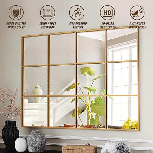 Antok Wall Mirror, Metal Framed Wall Mounted Mirror, Hanging or Leaning - Image 7