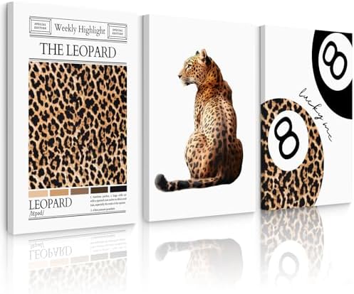Trendy Leopard Wall Art Cheetah Print Canvas Wall Decor 8 Ball Poster Preppy by Unknown