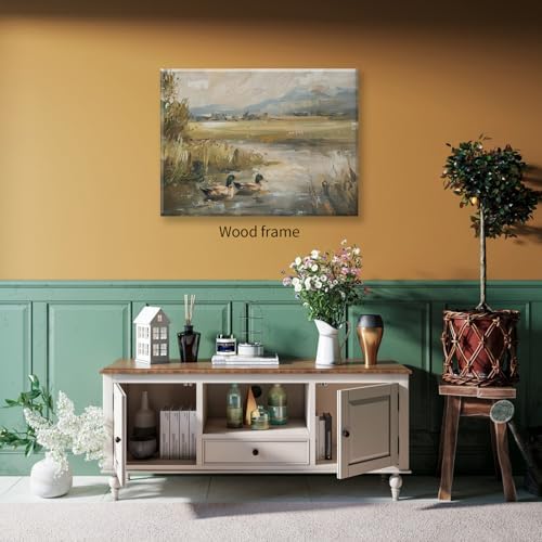 Mallard Duck Pond Poster Animal Farmhouse Canvas Wall Art Vintage Duck Painting - Image 3