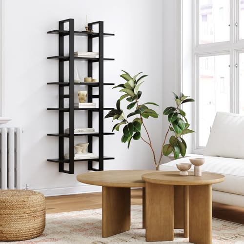 Nathan James Benji Mid Century Wall Unit Bookcase, Decorative Floating 3-Tier - Image 3