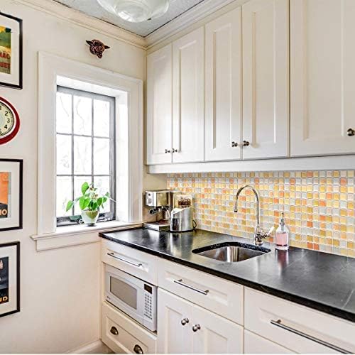 Yoillione 3D Mosaic Tile Sticker Removable Wallpaper Tile Yellow, 3D Self - Image 6
