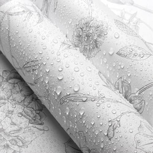 White Grey Vintage Floral Peel and Stick Wallpaper 17in x 197in - Image 5