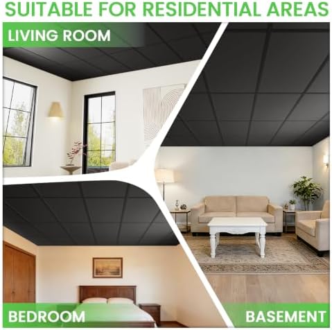 20 PCS 2x4 FT Black Ceiling Tiles, 24x48 Inch PVC Waterproof Ceiling Panels - Image 5