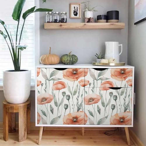 MuralPeel Watercolor Red Green Poppy Flowers Wildflower Peel and Stick - Image 5