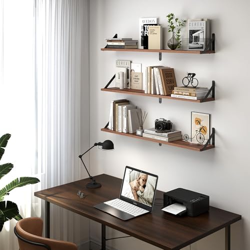 Heimlove Floating Shelves for Wall, 32 Inch Long Wood Floating Shelves Set of 3 - Image 4