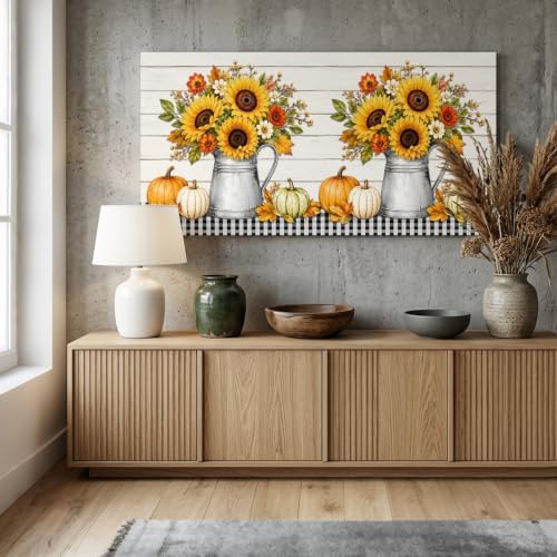 Thanksgiving Sunflower Large Wall Art Fall Flower Pumpkin Maple Leaf Black - Image 5