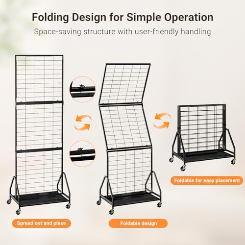 ELYKEN Foldable Grid Wall Panels, 5.7 x 2 FT Movable Gridwall Display Rack - Image 3
