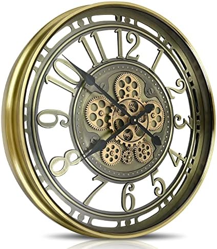 Real Moving Gears Wall Clock Large Modern Metal Clocks by DORBOKER