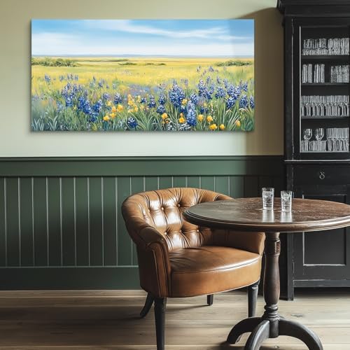crmotu Nature Oversized Canvas Art, Rustic Meadow Scenic Prints 29"x57" - Image 2