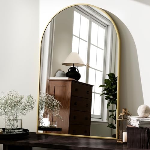 HARRITPURE Arched Wall Mirror 26"x38" Gold Arch Bathroom Vanity Mirror - Image 2