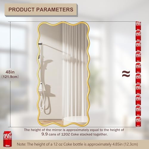 PROHOMEWARE 24x48 Gold Wavy Irregular Large Bathroom Mirror, Wall-Mounted - Image 2