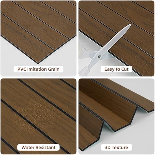 WADILE Peel and Stick Wood Slat Wall Panels 12x12in PVC 30 Pack - Image 5
