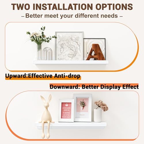 Qukaka 15" Floating Shelves for Wall, 3 Pack Pure White Display Ledges - Image 6