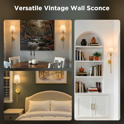 Brightown Battery Operated Wall Sconces Set of Two, Linen Sconces Wall Decor - Image 6