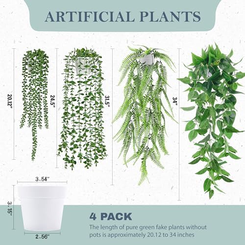 Der Rose 4Pcs Fake Hanging Plants - Image 3