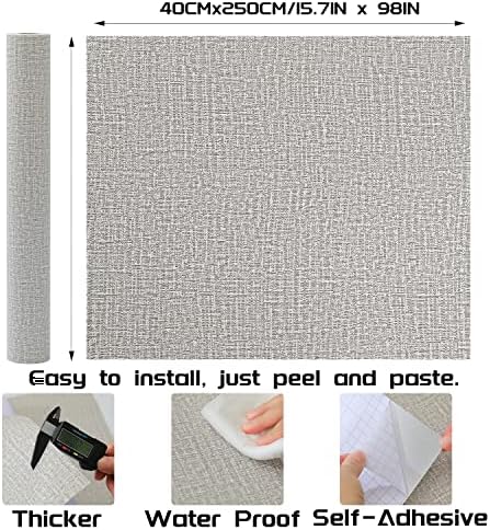 Peel and Stick Wallpaper Grey Grass Cloth Wall Paper - Image 2