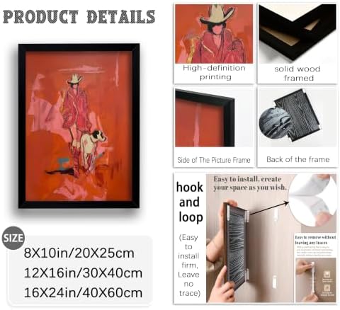 Framed Western Cowgirl Canvas Wall Art, Funky Western Picture Wall Decor - Image 4