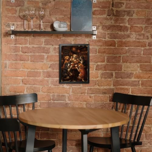 BZRVBQ Funny Dogs Drinking Beer Wall Art, Framed Canvas Print, Vintage Pub Bar - Image 6