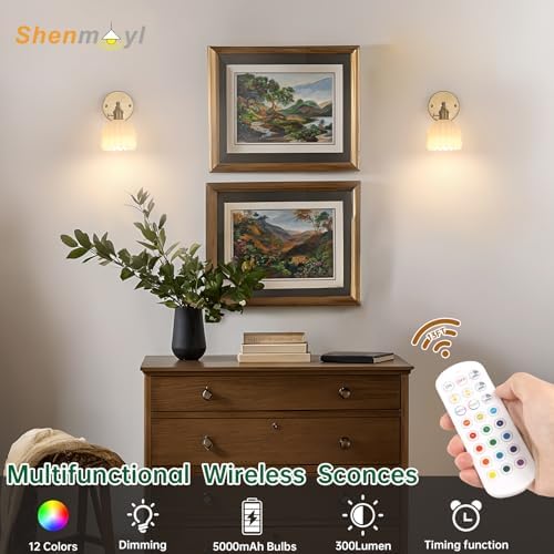 Shenmoyl Vintage Battery Operated Wall Sconce - Image 2