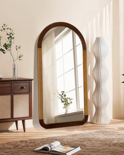 Arched Mirror 24 x 47 Inch, Wood Rustic Bathroom Wall Mirror by Culer