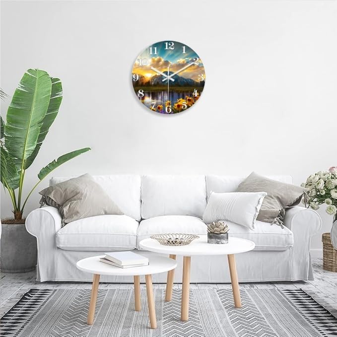 XFM Nature Landscape Wall Clock 14 Inch Sunrise Mountain - Image 4