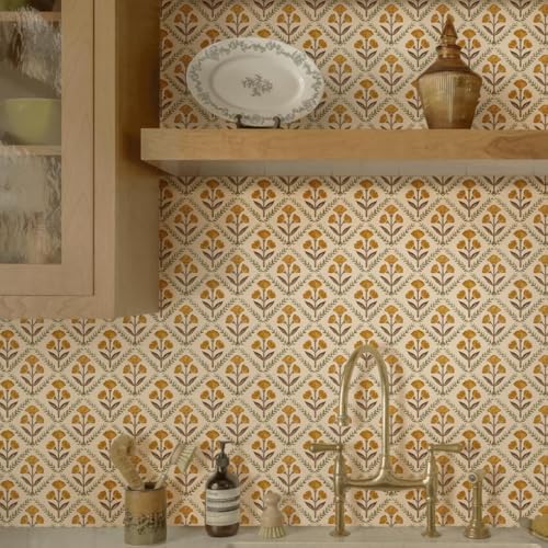 Dimoon 17.3''x78.7'' Peel and Stick Wallpaper Floral Cute Contact Paper Vintage by DIYYOURMOON