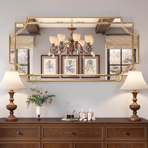 Kelly Miller 24"x48" Gold Foil Scalloped Edge Decorative Vanity Wall Mirror - Image 2