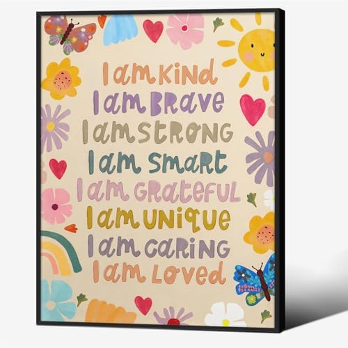 Kids Positive Quotes Wall Art Fashion Colorful Floral Affirmation Poster Cute by Unknown