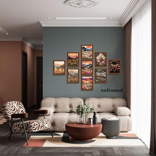 XIANGRUI Boho Wall Art Set of 9, 8x10In Nature Prints, Retro Colorful Decor - Image 6