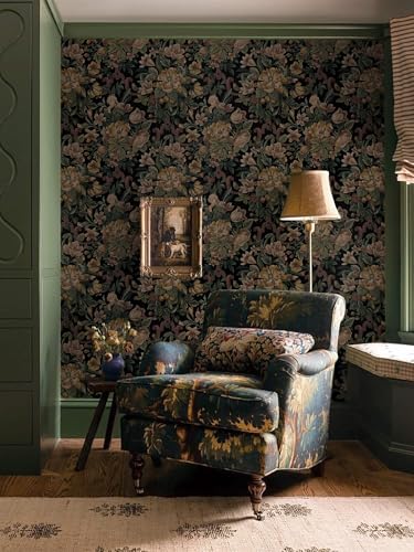 Dimoon Vintage Wallpaper Peel and Stick Archival Dark Green Floral Wallpaper - Image 5