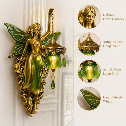 Fairy Wall Sconce, Vintage Resin Angel Wall Lamp - Image 2
