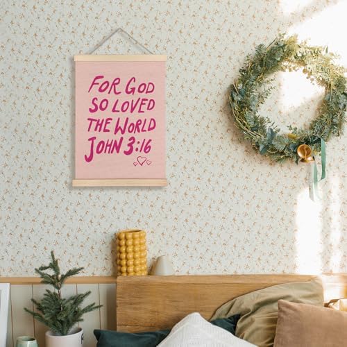 Supwhd Christian Wall Decor, Trendy Preppy Pink Bible Verse Wall Art - Image 2