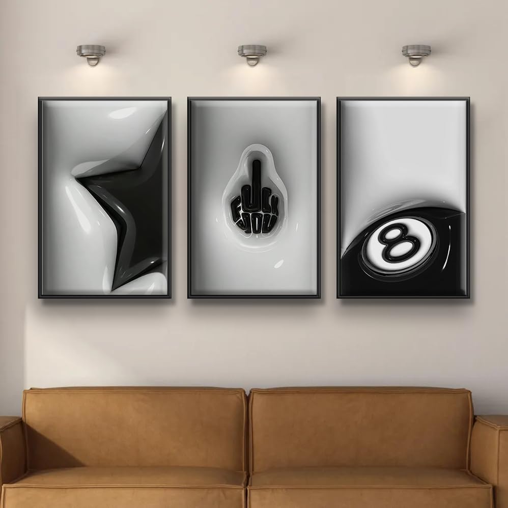 3Pcs Lucky 8 Ball Wall Art, 16x24 Inch - Image 7