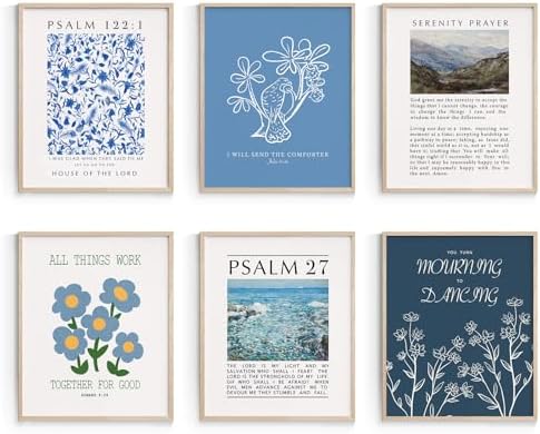 Habseligkeit Blue Flower Wall Art Prints, Retro Wall Decors by Habseligkeit